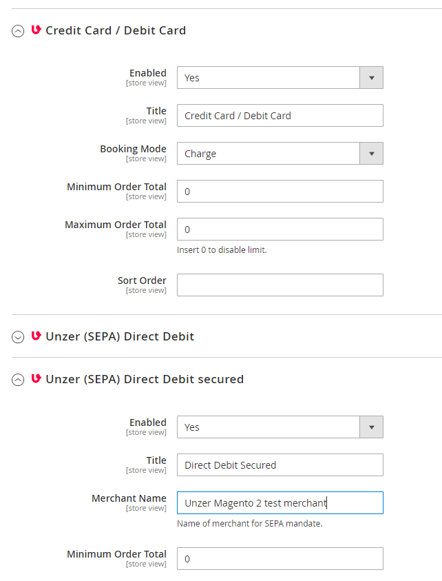 payment config