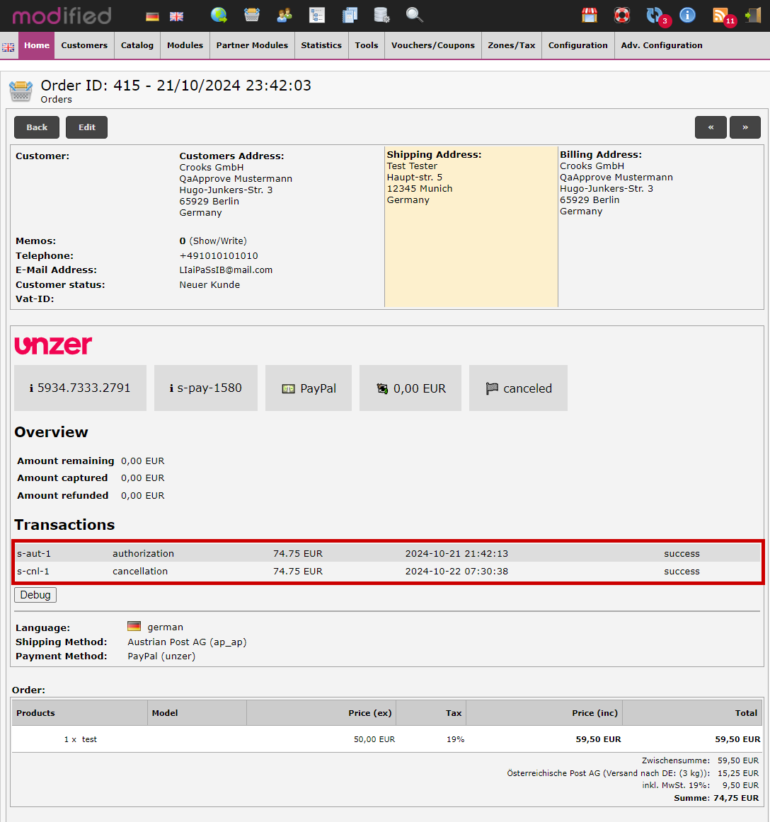 Transaction details