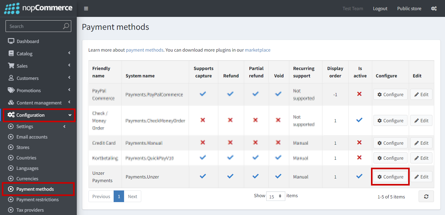 nopCommerce configure payment method