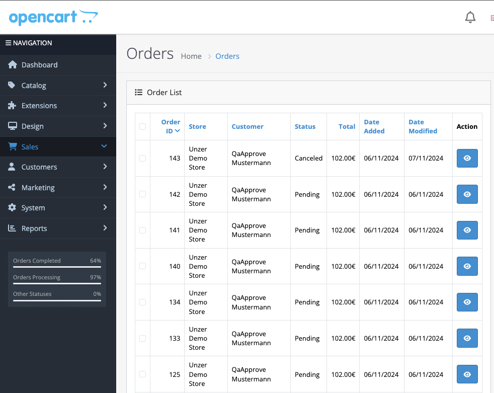 Order overview