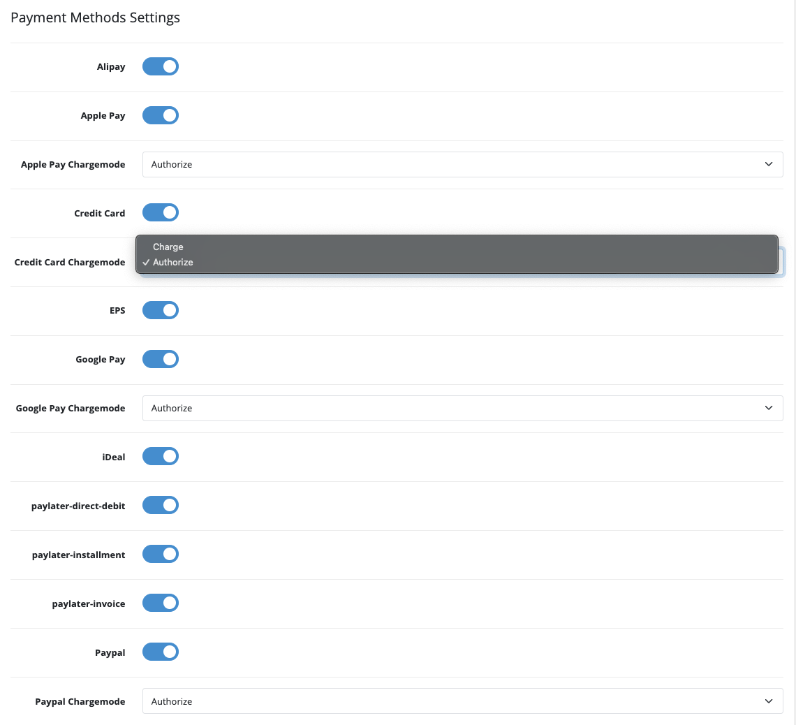 Opencart configure payment method