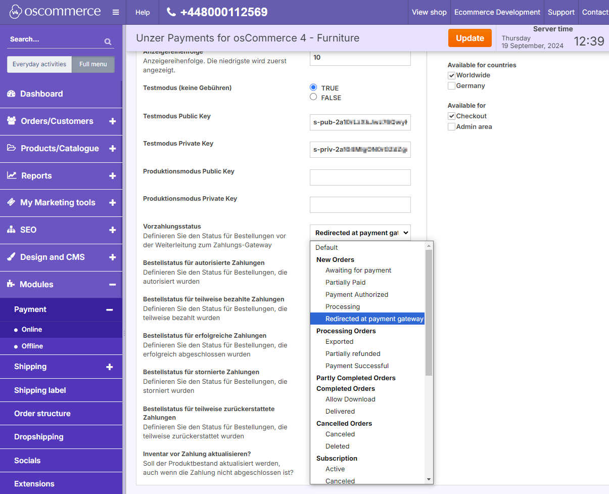 oscommerce order states