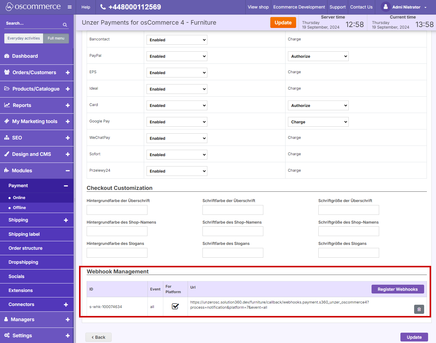 oscommerce webhooks