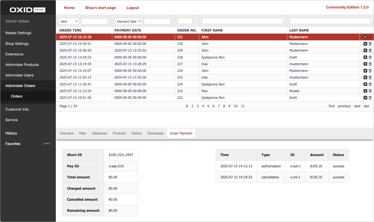 Transaction status Transaction status