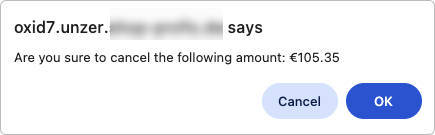 Order cancel confirmation window