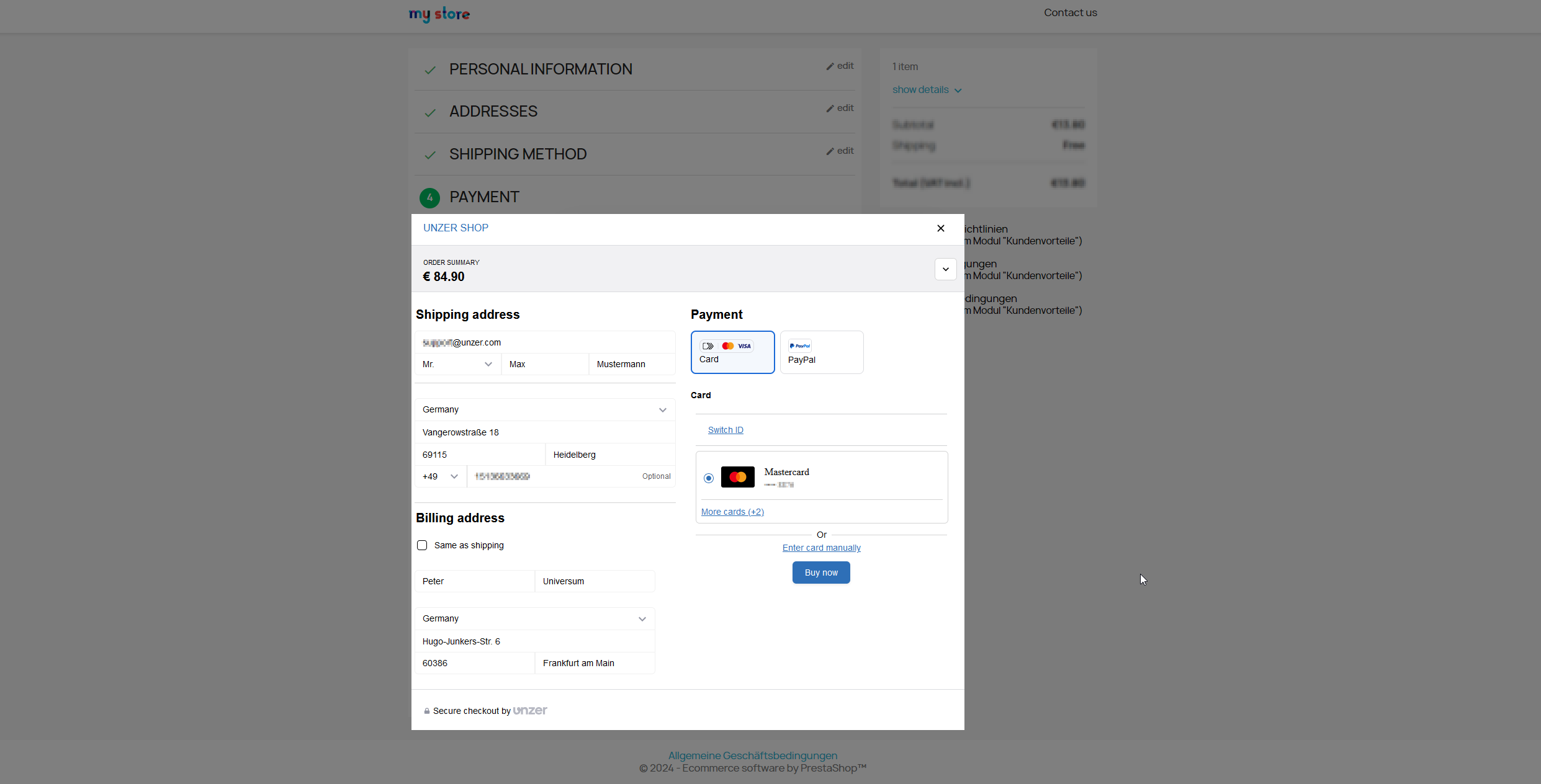 Embedded payment page