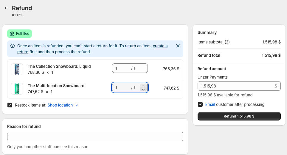 shopify order details refund