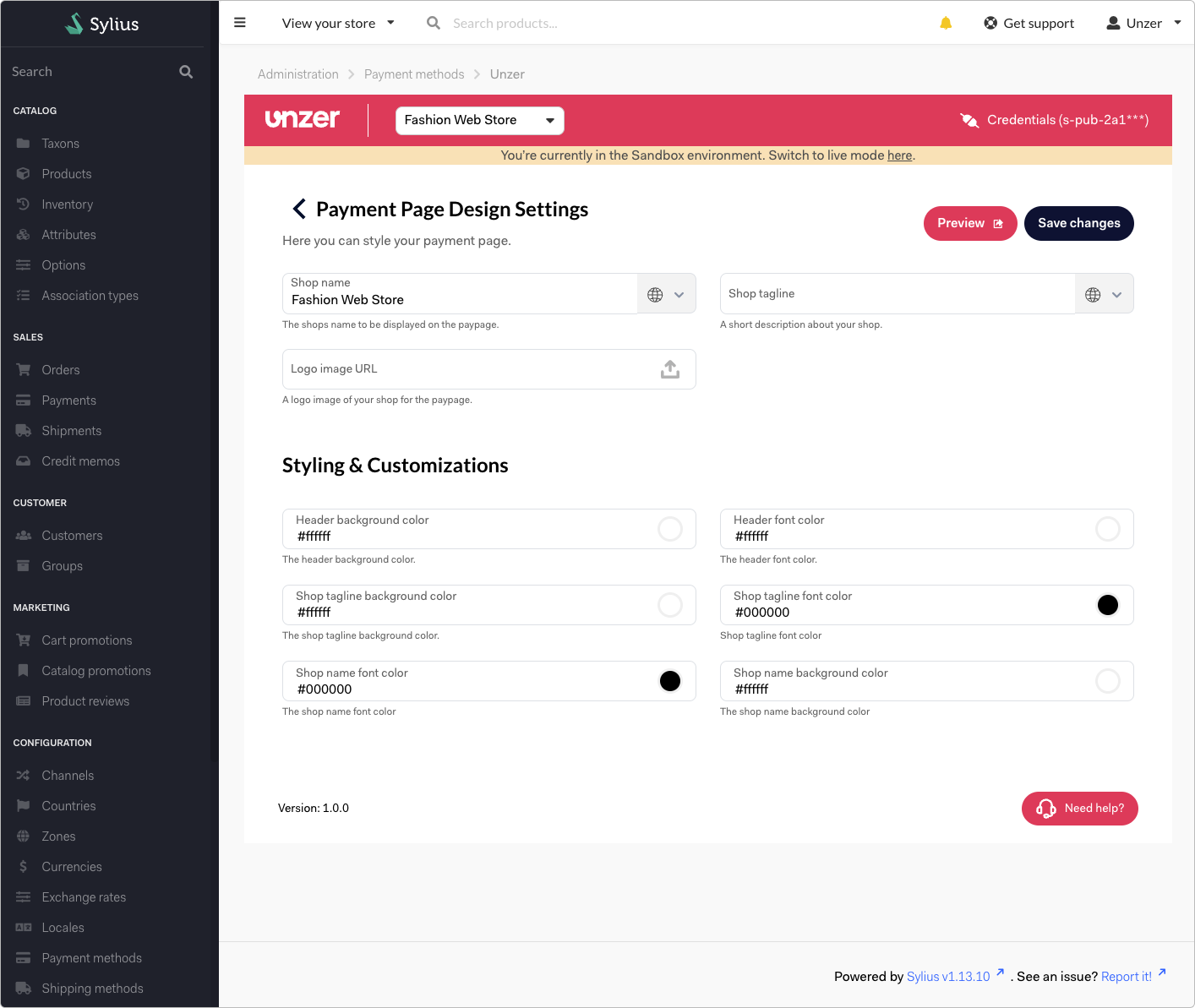 Sylius enable payment methods